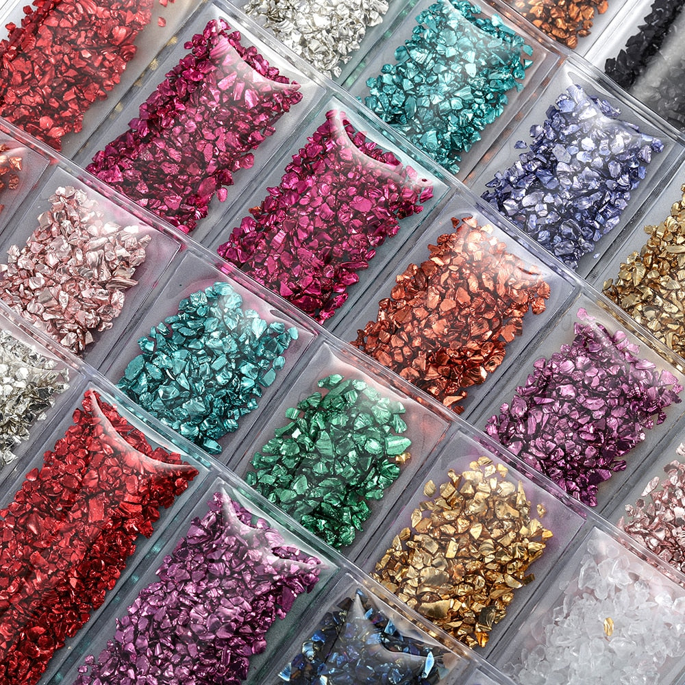 20g/lot Multi-color Mixing Nail Art Crushed Glass Nail Stones