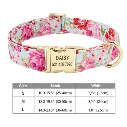 Personalized Dog Accessories Collar Nylon Printed Pet Puppy Collar Dog ID Collars Free Engraved ID for Small Medium Large Dogs - Hiccupzz