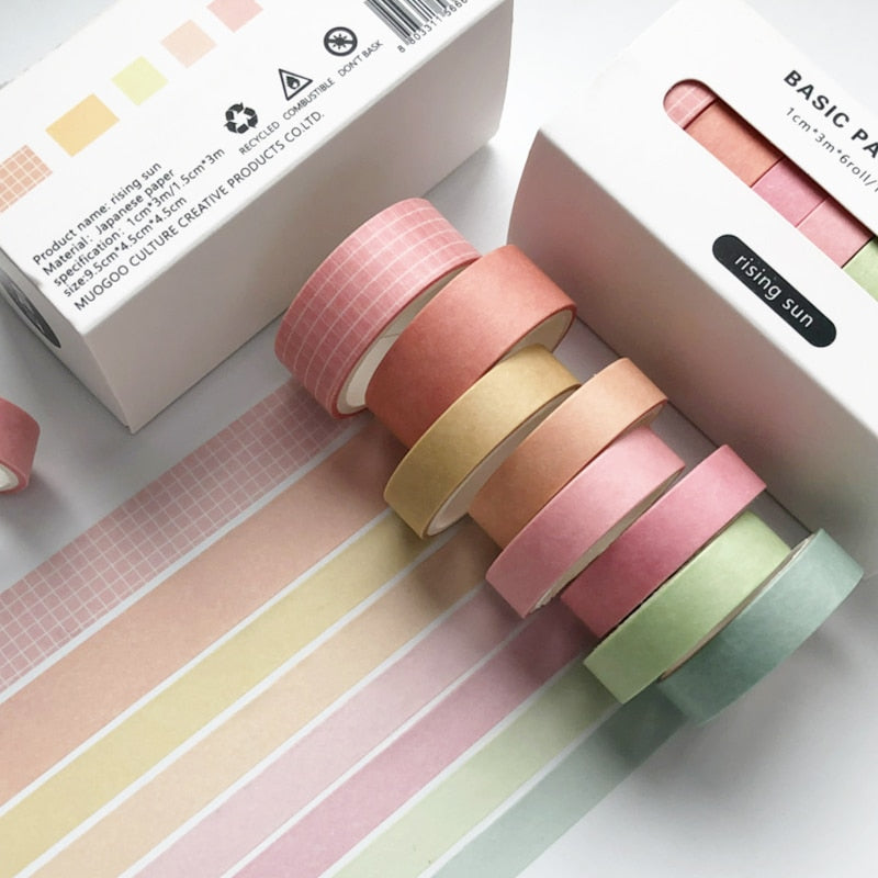 8pcs/set Retro Solid Color Basic Decoration Washi Tape Set