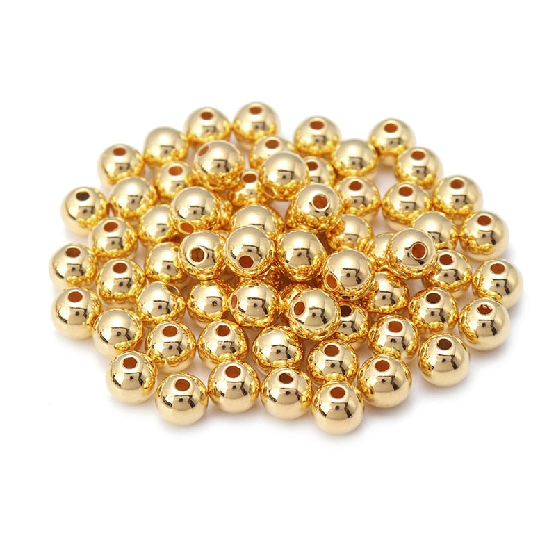 50-500pcs Gold color CCB Ball Beads Round Loose Bead For Making DIY Bracelet Necklace Wedding Jewelry