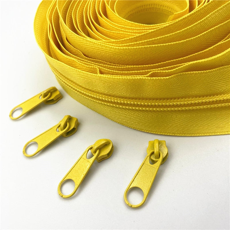 5 Meters (5.4 Yard ) 5 # (20 Colors) Long Nylon Coil Zipper  with 10pcs Zipper Slider for DIY Sewing Clothing Accessories