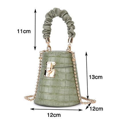 Crocodile Pattern Small Bucket Crossbody Bag for Women - Hiccupzz