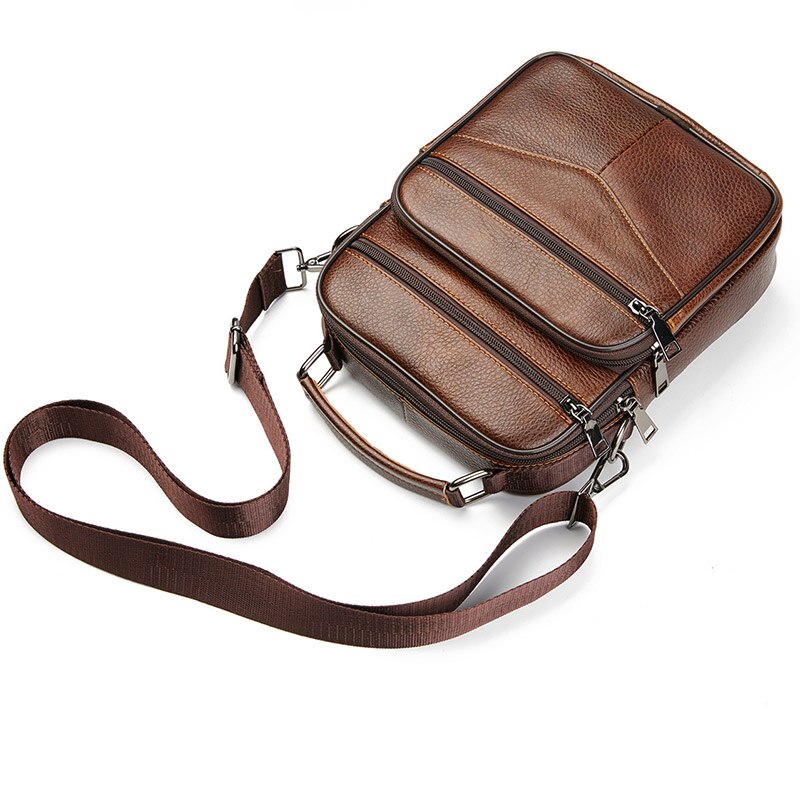 Bolso de hombro de cuero genuino para hombre