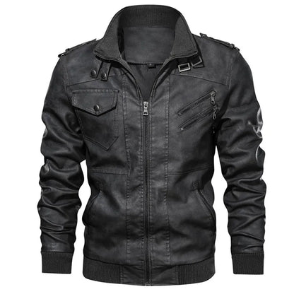 Men's Leather Jacket Autumn PU Biker Coat Casual Motorcycle Style EU Size - Hiccupzz