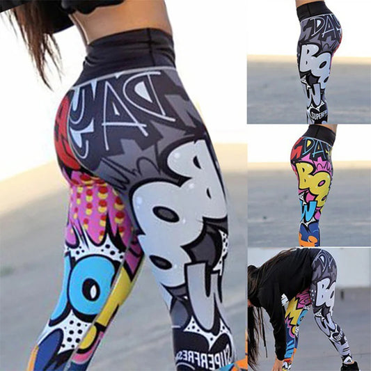 Print Yoga Pants Women Unique Fitness Leggings Workout Sports Running Leggings Sexy Push Up Gym Wear Elastic Slim Pants