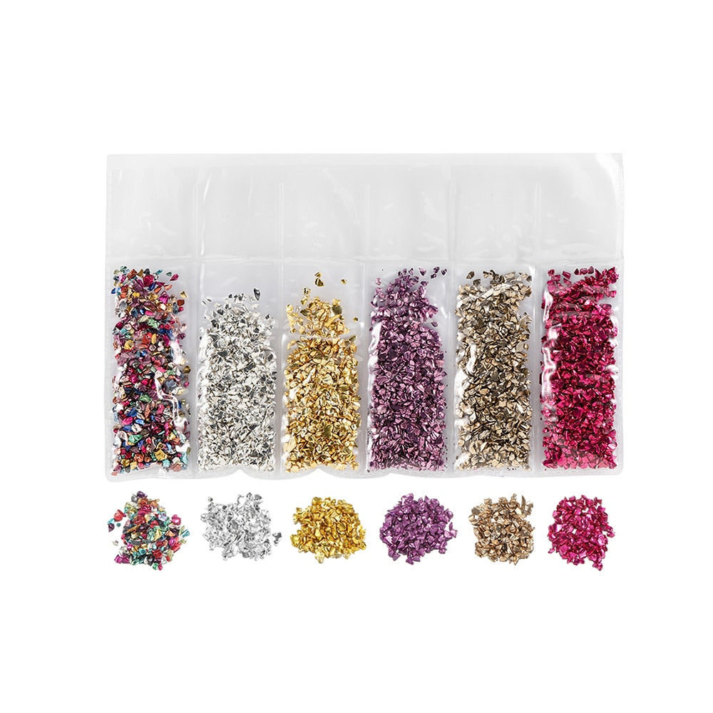 20g/lot Multi-color Mixing Nail Art Crushed Glass Nail Stones