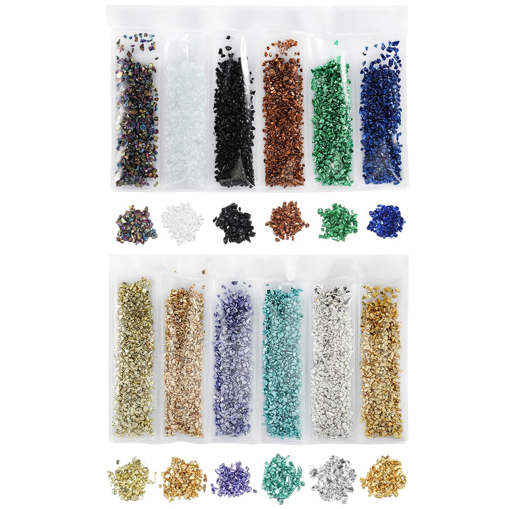 20g/lot Multi-color Mixing Nail Art Crushed Glass Nail Stones