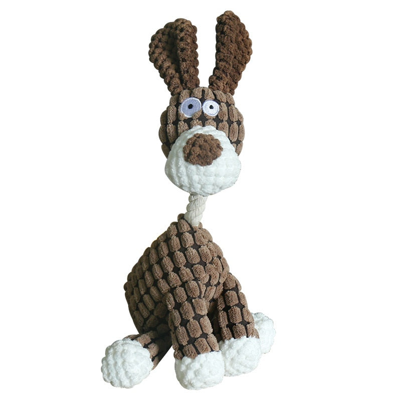 Fun Pet Toy Donkey Shape Corduroy Chew Toy For Dogs Puppy Squeaker Squeaky Plush Bone Molar