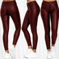 Women's High Waist PU Leather Pencil Pants – Elastic, Skinny - Hiccupzz