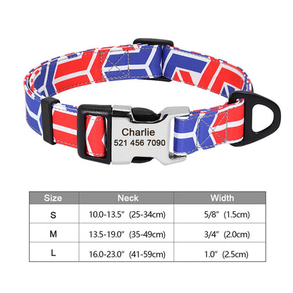 Personalized Dog Accessories Collar Nylon Printed Pet Puppy Collar Dog ID Collars Free Engraved ID for Small Medium Large Dogs - Hiccupzz