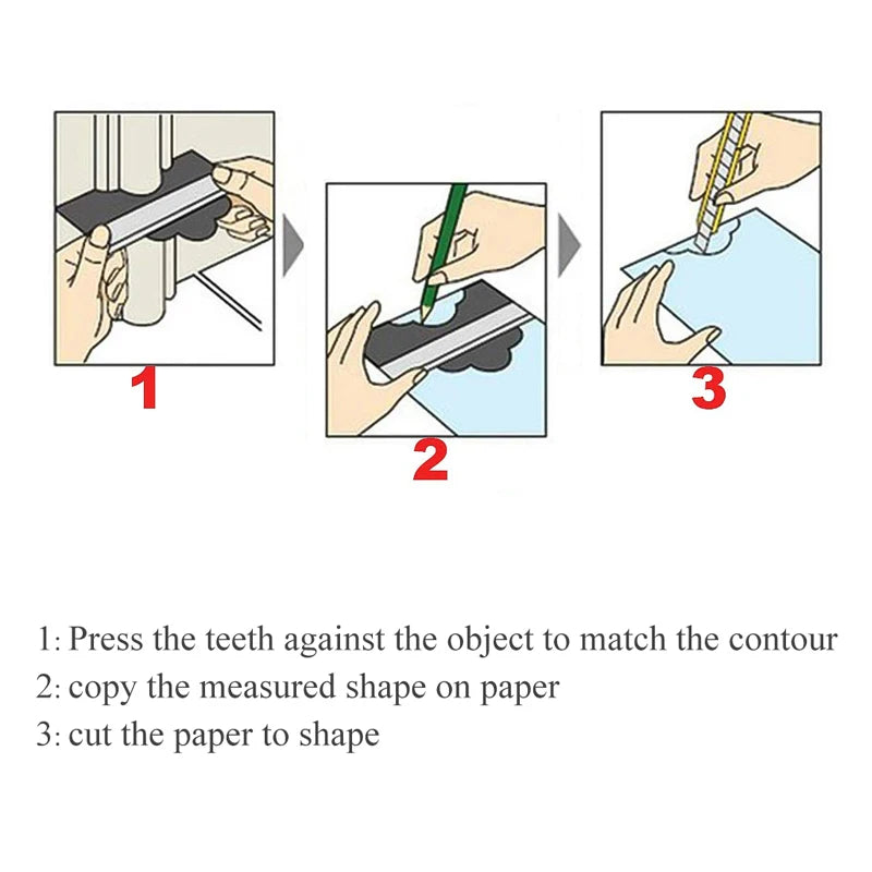 Profile Contour Gauge line Copier Ruler Cutting template Construction Woodworking Measuring instrument ceramic Tiling tiles tool