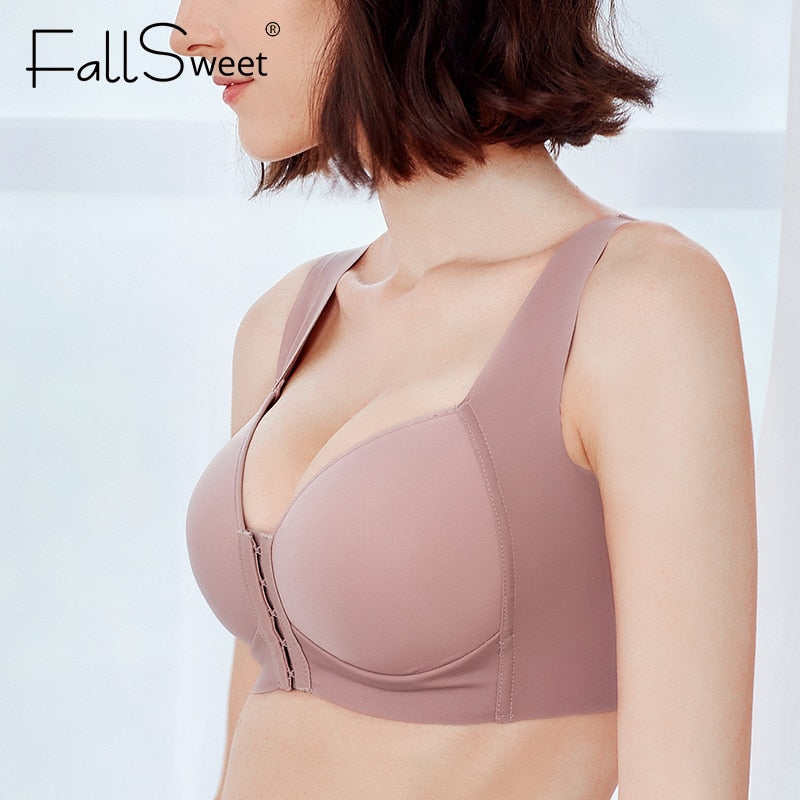 FallSweet  Front Closure Bras for Women Plus Size Underwear  Seamless Push Up Brassiere Vest Top Sexy Bra