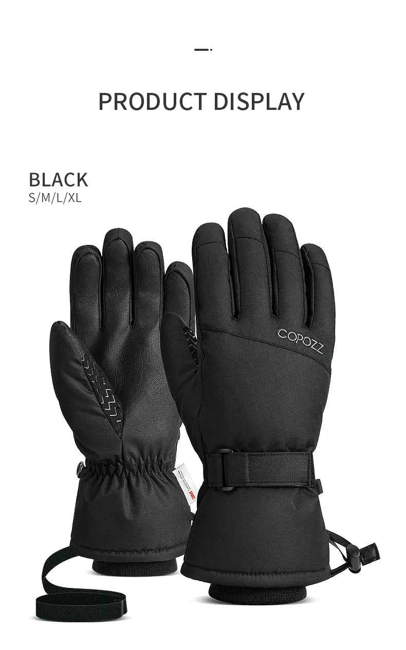 Copozz Winter Ski Gloves - Waterproof, Ultralight Snowboard Gloves for Men & Women