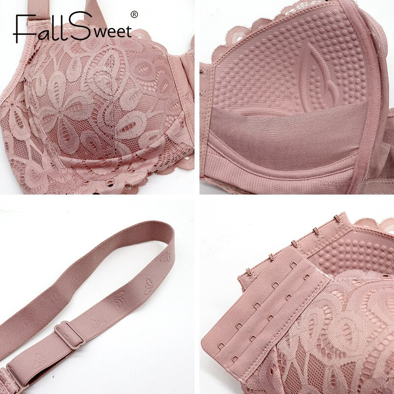 FallSweet Sexy Front Closure Bra Plus Size Lace Women Underwear Thin Wireless Lingerie Female Push Up Bras бюстгальтер женский