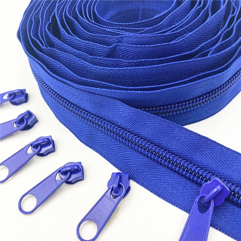 5 Meters (5.4 Yard ) 5 # (20 Colors) Long Nylon Coil Zipper  with 10pcs Zipper Slider for DIY Sewing Clothing Accessories