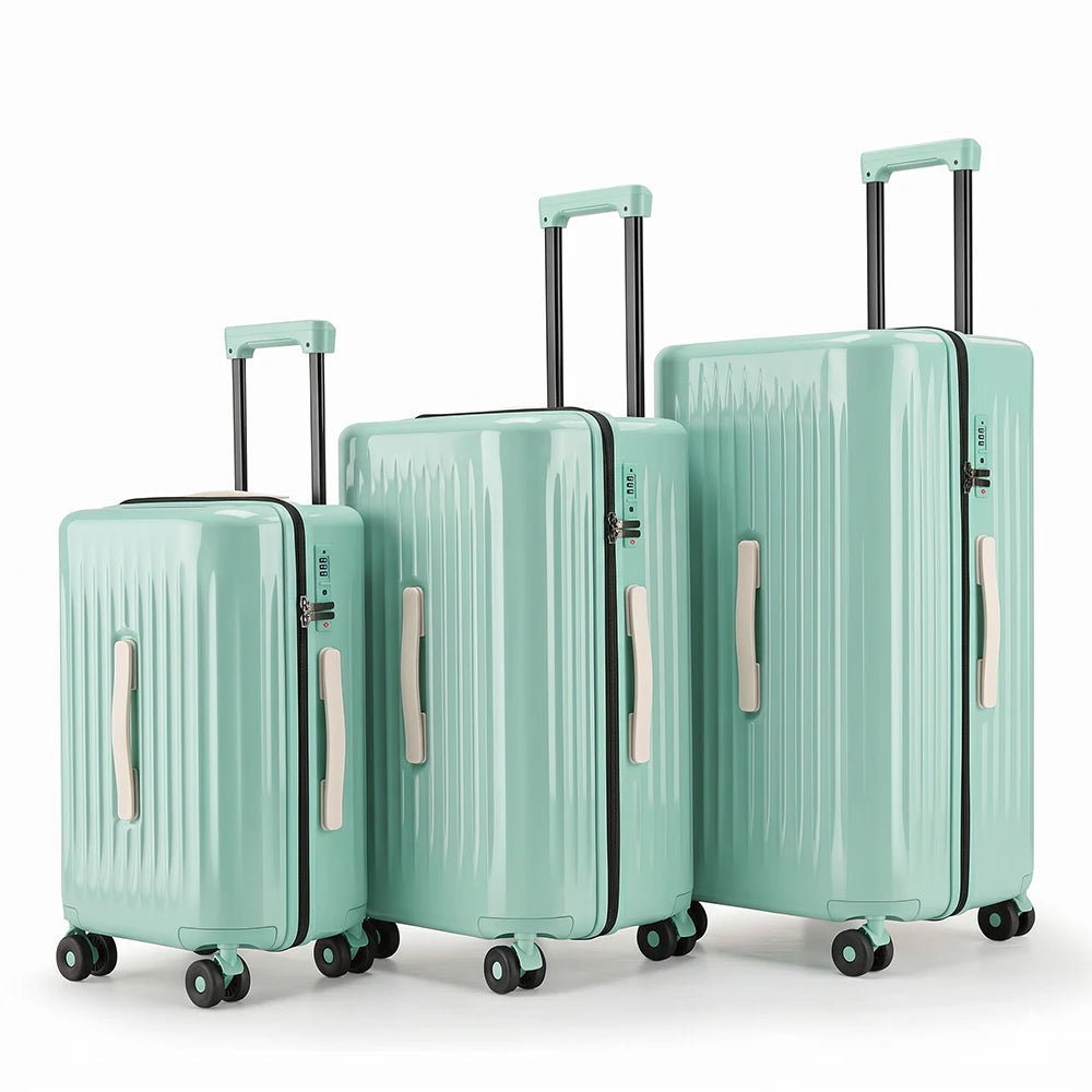 3 Piece Luggage Set 20/24/28 Inch PC Material Suitcase With Wet Dry Separation Anti-Explosion Zipper