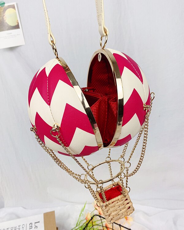 Red Hot Air Balloon Shape Handbag Party Clutch Bag for Women