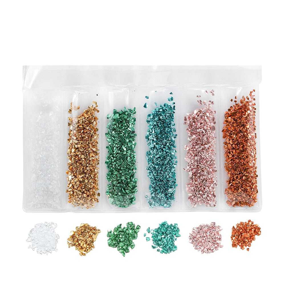 20g/lot Multi-color Mixing Nail Art Crushed Glass Nail Stones