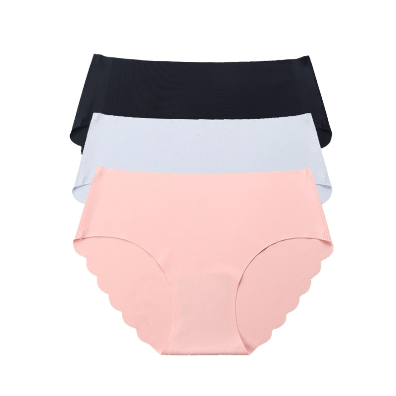 FallSweet 3 pcs/lot ! Seamless Panties Women Solid Sexy Underwear Mid Waist Briefs M to XXL