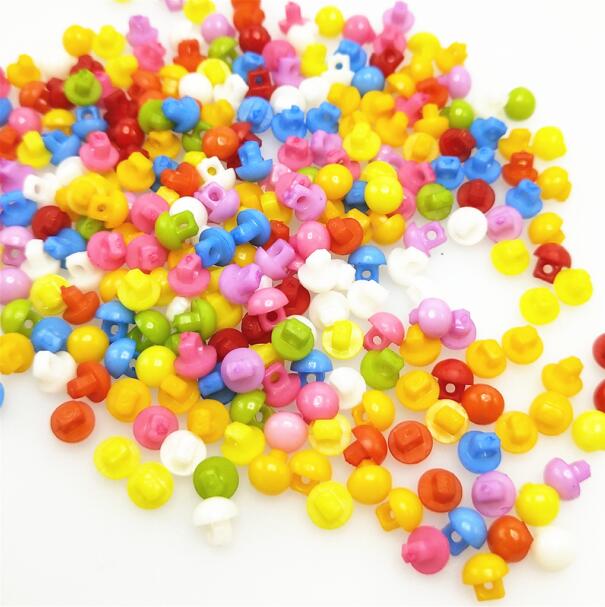 100/300pcs/lot Assorted Colors Shapes Tiny 6MM Resin Button 2 Holes Sewing Craft