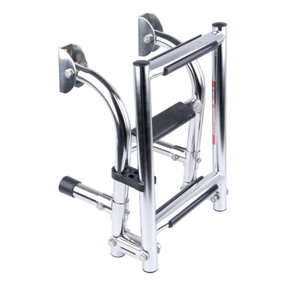 3 Steps Stainless Steel Boat Ladder Grips 2+1 Steps Transom Mount Folding Stern Ladder Gunwale-Mounted Removable Ladder - Hiccupzz