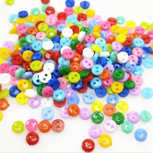 100/300pcs/lot Assorted Colors Shapes Tiny 6MM Resin Button 2 Holes Sewing Craft