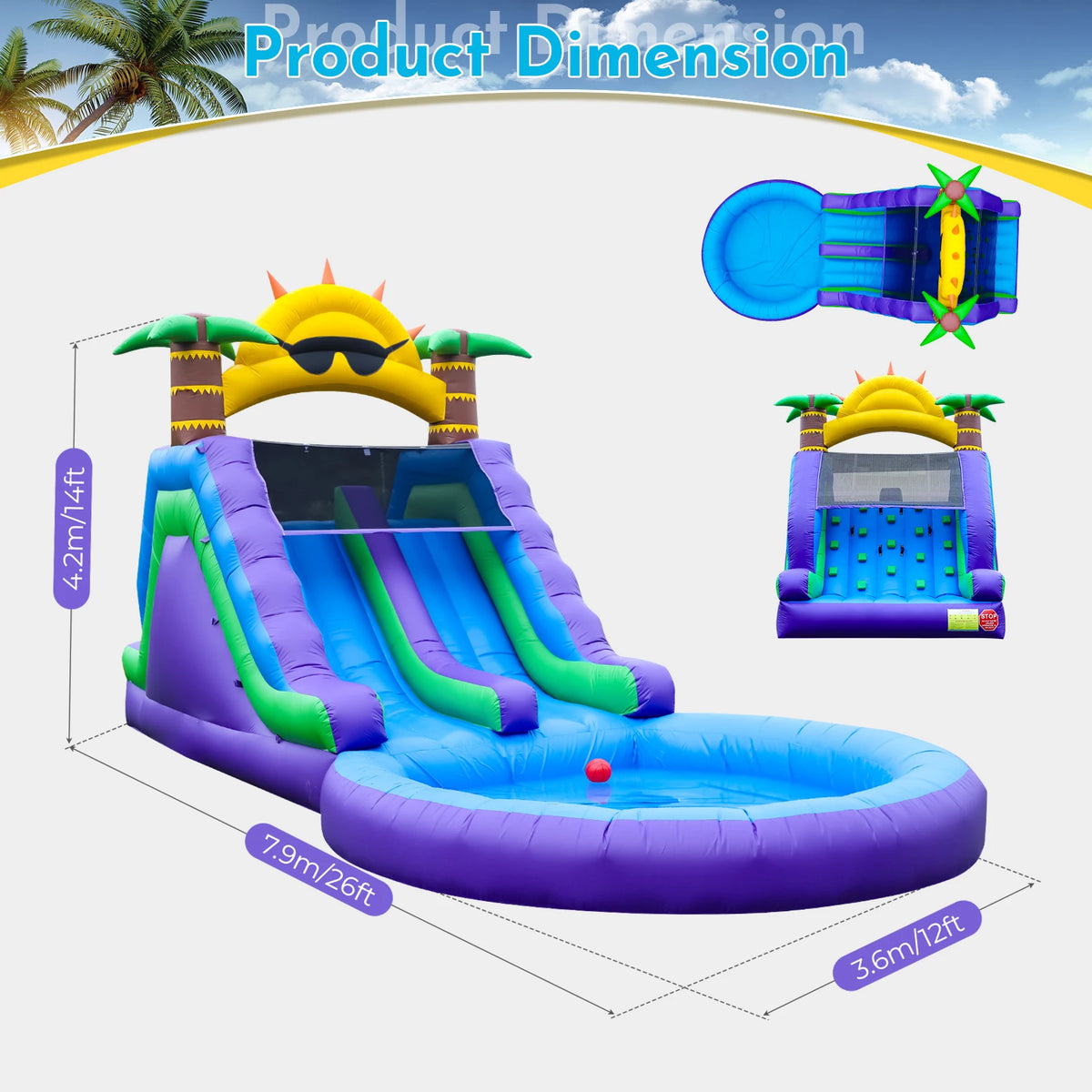 Commercial PVC Double Lane Inflatable Water Slide Adult Kids Outdoor Backyard Rental Inflatable Slide with Pool and Climb,Blower