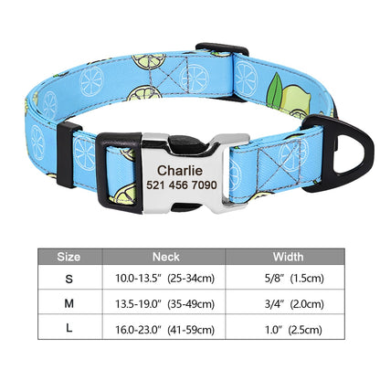 Personalized Dog Accessories Collar Nylon Printed Pet Puppy Collar Dog ID Collars Free Engraved ID for Small Medium Large Dogs - Hiccupzz