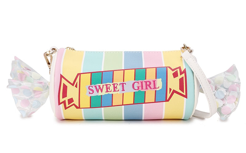 Sweet Candy Design Shoulder Bag Color Stripe Pu Women 2023