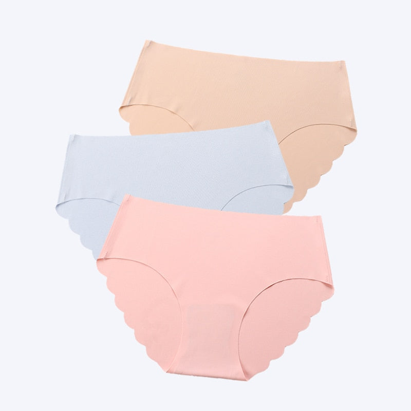 FallSweet 3 pcs/lot ! Seamless Panties Women Solid Sexy Underwear Mid Waist Briefs M to XXL