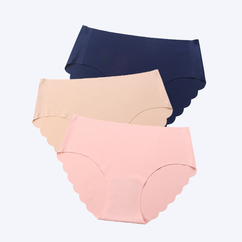 FallSweet 3 pcs/lot ! Seamless Panties Women Solid Sexy Underwear Mid Waist Briefs M to XXL