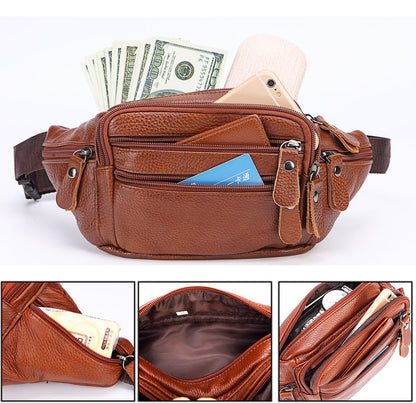 Fashion Men Genuine Leather Fanny Bag for Phone Pouch - Hiccupzz