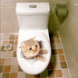 3d Hole Cat Dog Animal Toilet Kitten and Puppy's Stickers - Hiccupzz
