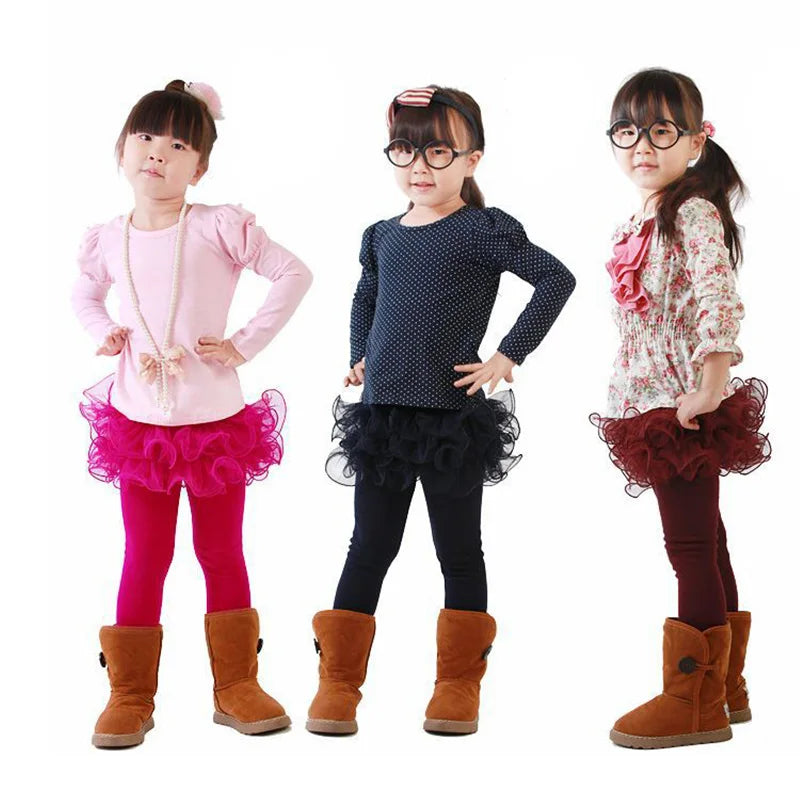 Autumn Winter Girls' Leggings - Plus Velvet for Warmth, Candy Colors, Comfortable Pants for Kids Aged 3-9 Years