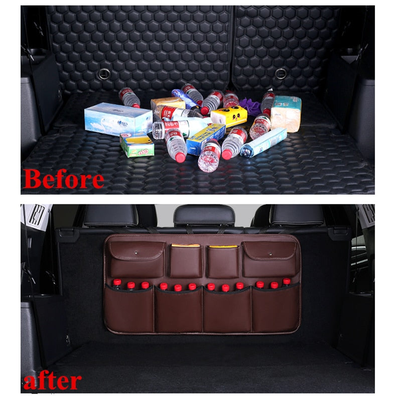 2023 New PU leather Car Rear Seat Back Storage Bag Multi-use