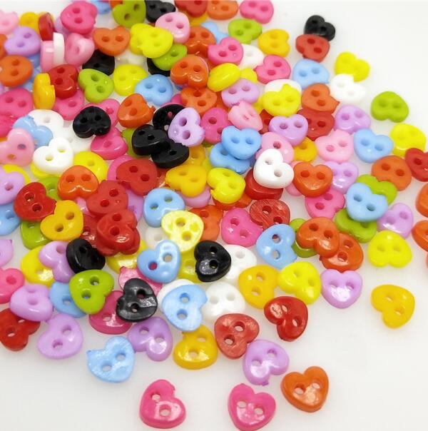 100/300pcs/lot Assorted Colors Shapes Tiny 6MM Resin Button 2 Holes Sewing Craft