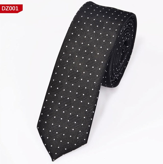 New Men's Casual Slim Ties Classic Polyester Woven Party Neckties Fashion Plaid Dots Man Neck Tie For Wedding Business Male Tie