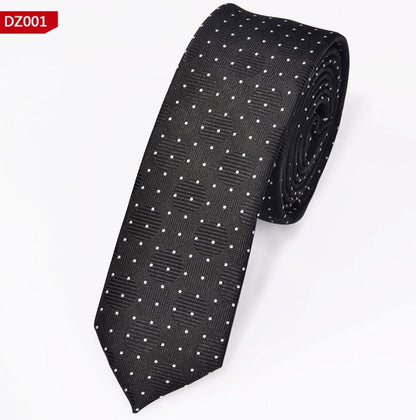 New Men's Casual Slim Ties Classic Polyester Woven Party Neckties Fashion Plaid Dots Man Neck Tie For Wedding Business Male Tie - Hiccupzz
