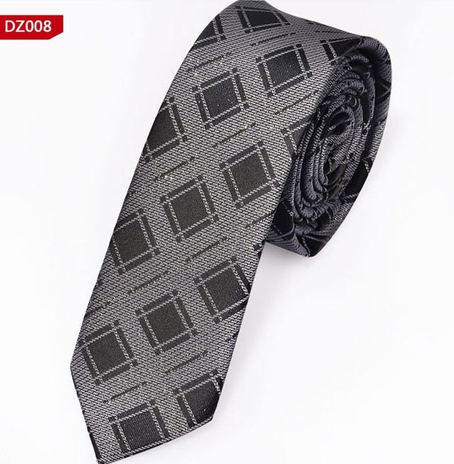 New Men's Casual Slim Ties Classic Polyester Woven Party Neckties Fashion Plaid Dots Man Neck Tie For Wedding Business Male Tie