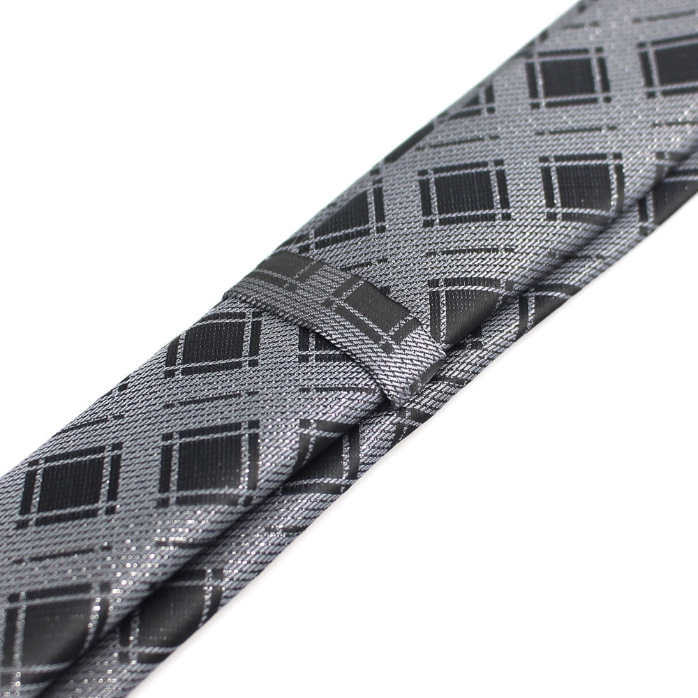 New Men's Casual Slim Ties Classic Polyester Woven Party Neckties Fashion Plaid Dots Man Neck Tie For Wedding Business Male Tie