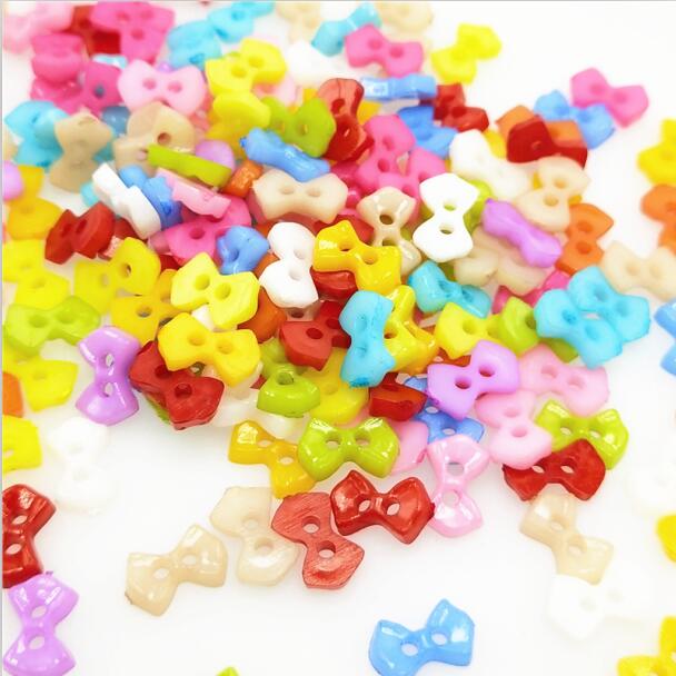 100/300pcs/lot Assorted Colors Shapes Tiny 6MM Resin Button 2 Holes Sewing Craft