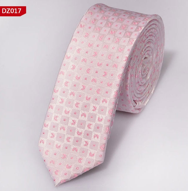 New Men's Casual Slim Ties Classic Polyester Woven Party Neckties Fashion Plaid Dots Man Neck Tie For Wedding Business Male Tie