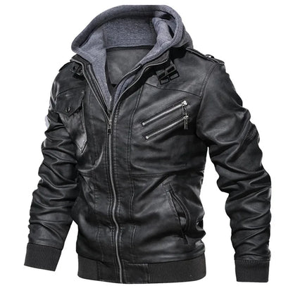 Men's Leather Jacket Autumn PU Biker Coat Casual Motorcycle Style EU Size - Hiccupzz