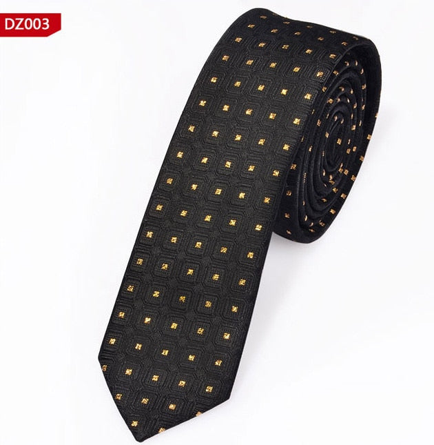 New Men's Casual Slim Ties Classic Polyester Woven Party Neckties Fashion Plaid Dots Man Neck Tie For Wedding Business Male Tie