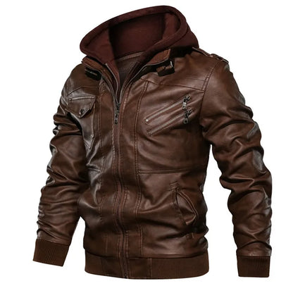 Men's Leather Jacket Autumn PU Biker Coat Casual Motorcycle Style EU Size - Hiccupzz