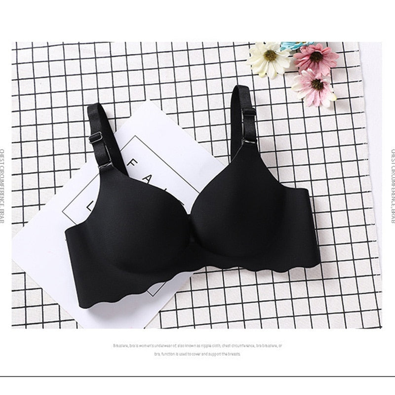 FallSweet Seamless Push Up Bras for A B C cup No wire Plunge Brassiere for Women Lovely Classic