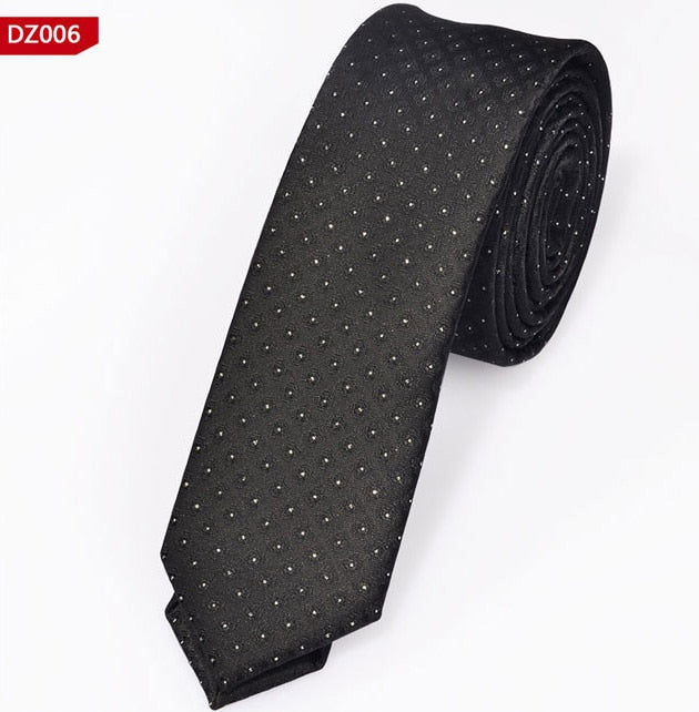 New Men's Casual Slim Ties Classic Polyester Woven Party Neckties Fashion Plaid Dots Man Neck Tie For Wedding Business Male Tie