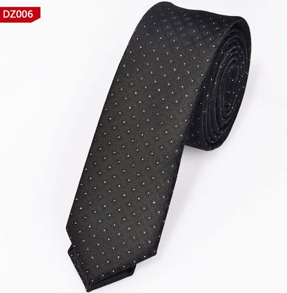 New Men's Casual Slim Ties Classic Polyester Woven Party Neckties Fashion Plaid Dots Man Neck Tie For Wedding Business Male Tie - Hiccupzz