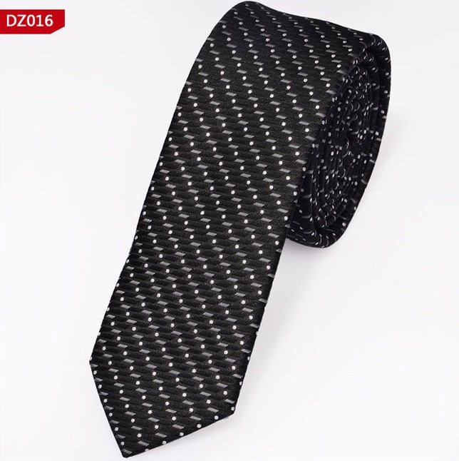 New Men's Casual Slim Ties Classic Polyester Woven Party Neckties Fashion Plaid Dots Man Neck Tie For Wedding Business Male Tie