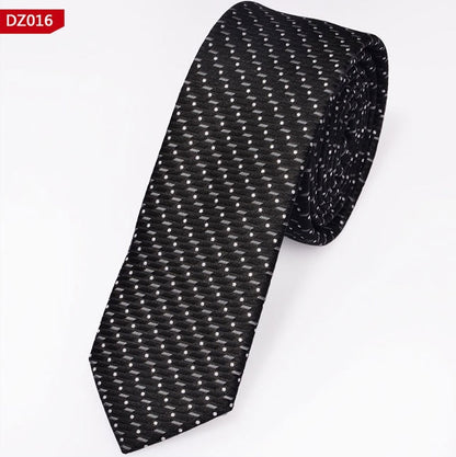 New Men's Casual Slim Ties Classic Polyester Woven Party Neckties Fashion Plaid Dots Man Neck Tie For Wedding Business Male Tie - Hiccupzz